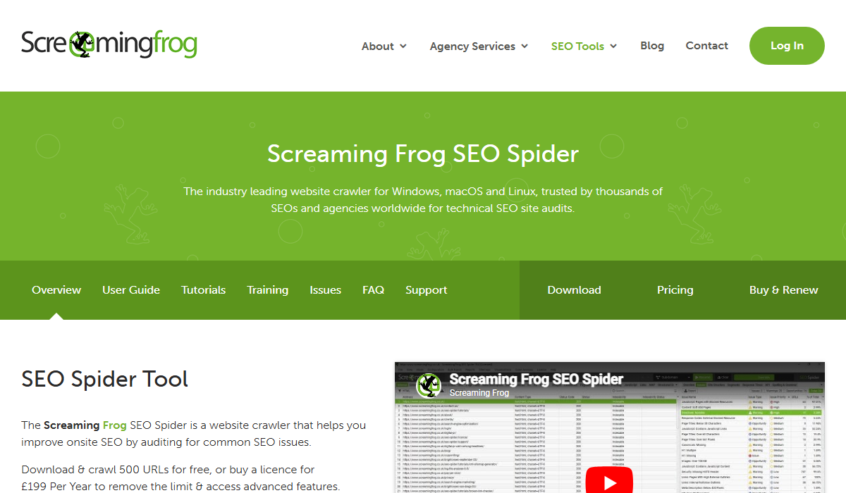 Screaming Frog SEO Spiderの公式サイト