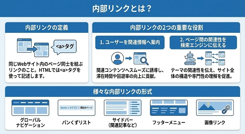 内部リンクの定義・役割・種類を解説した図解
