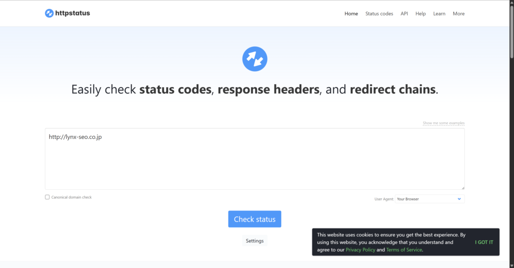 httpstatus.ioのトップページ