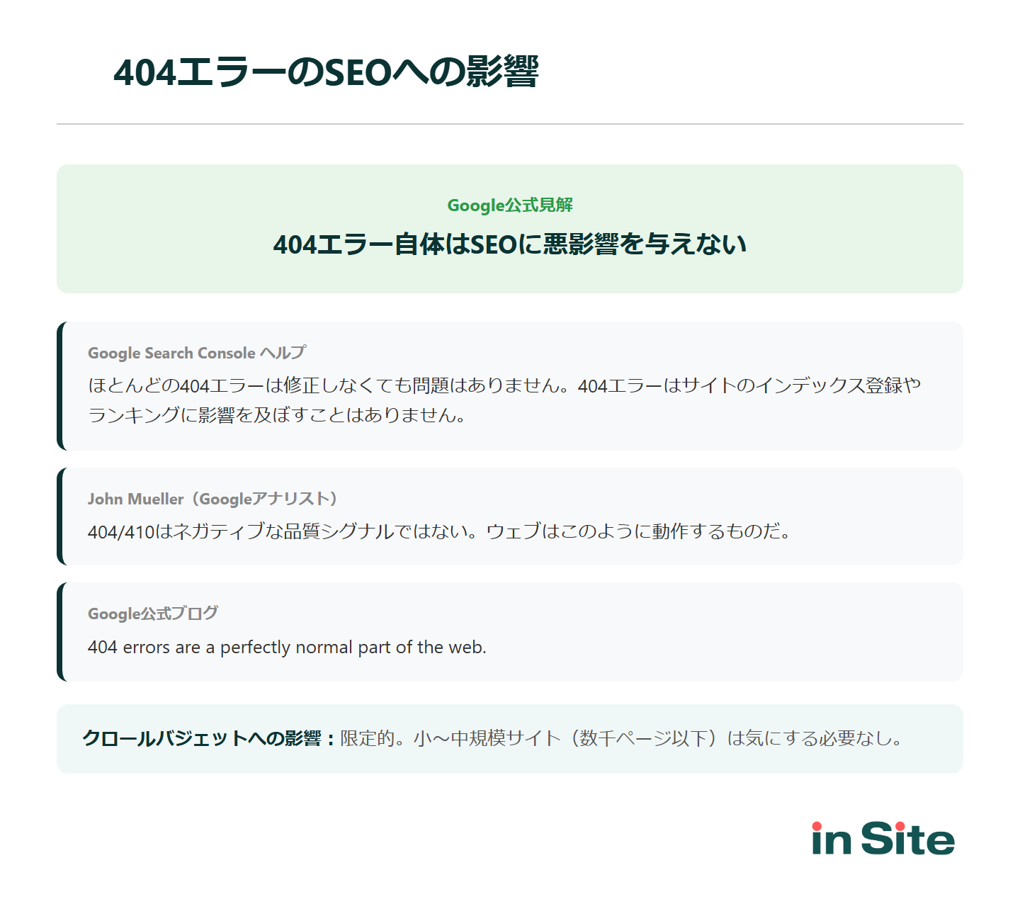 404エラーはSEOに影響するのか：Google公式が明言する「404エラー自体はSEOに悪影響を与えない」という見解