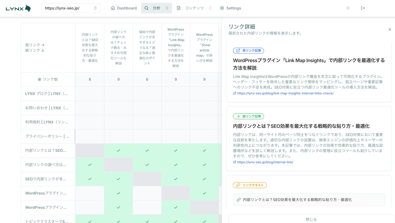 内部リンク構造を「マトリクス表」で可視化