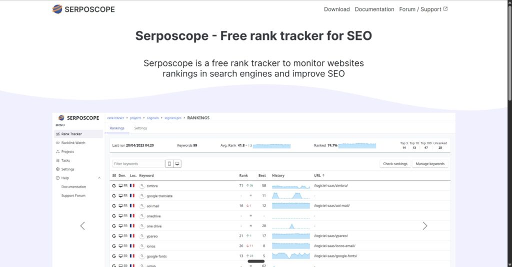 Serposcopeのトップページ